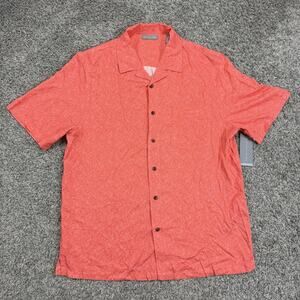 Geoffrey Beene Camp Shirt Button Ditzy Floral Coral Combo Orange Mens L